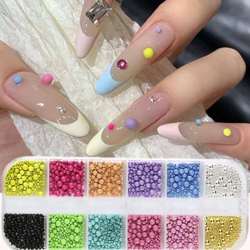 

Dopamine Macaron 3D Nail Art Beads: Mixed Size Colorful Steel Rhinestones