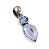 Natural Aquamarine, Blue Topaz 925 Solid Sterling Silver Jewelry Pendant 1" d6c61