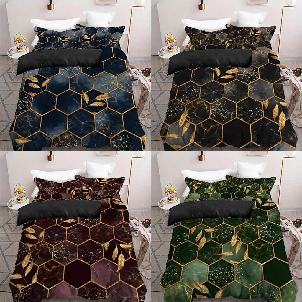 High-End Premium Soft Duvet Cover Set Fashion Clasic Popular Mesh Leaf Digital Print Beding Set Soft And Comfortable Soft Duvet Cover For Bedrom