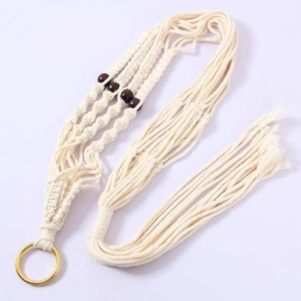 4pc Macrame Handmade Plant Hanger Baskets Flower Pots Holder Balcony Hanging Decoration Knotted Lifting Rope Hom