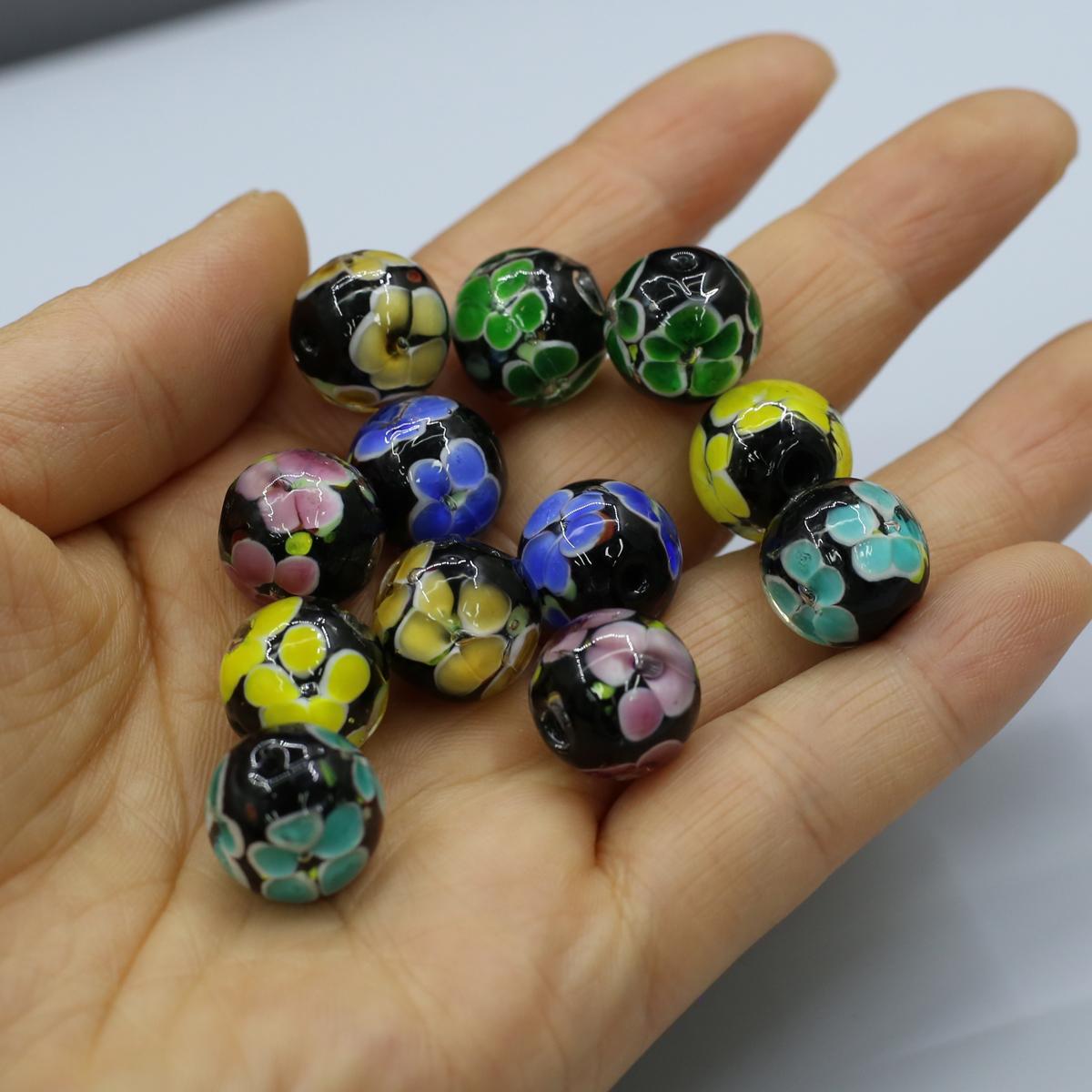 

10 шт. DIY Шармы Ручной работы Лэмпворк Стеклянные бусины Помпон Изоляционные бусины 14 мм Для изготовления ювелирных изделий DIY Подвески Ожерелье Серьги Аксессуар 10pcs