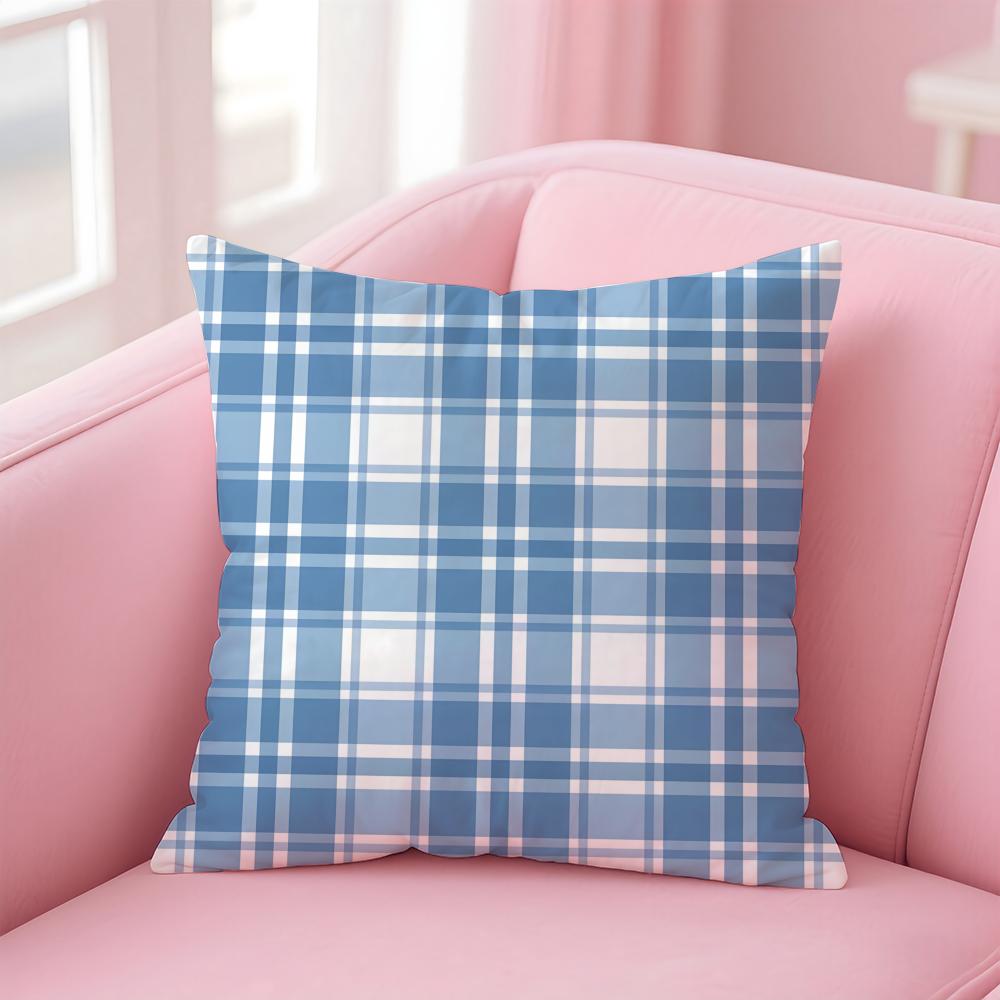 Checkered Pattern Cushion Cover Comfortable Reversible Pillow Cover Ideal for Car Sofa Bedroom  Beyond