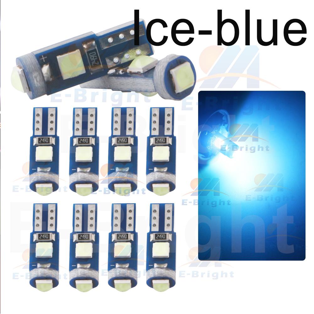 10PCS T5 W3W PCB 3030 3 Led Car Dashboard Bulbs Warming Instrument Lights Indicator 12V DC White Ice Blue Red Green Amber Pink Dome Lights 6