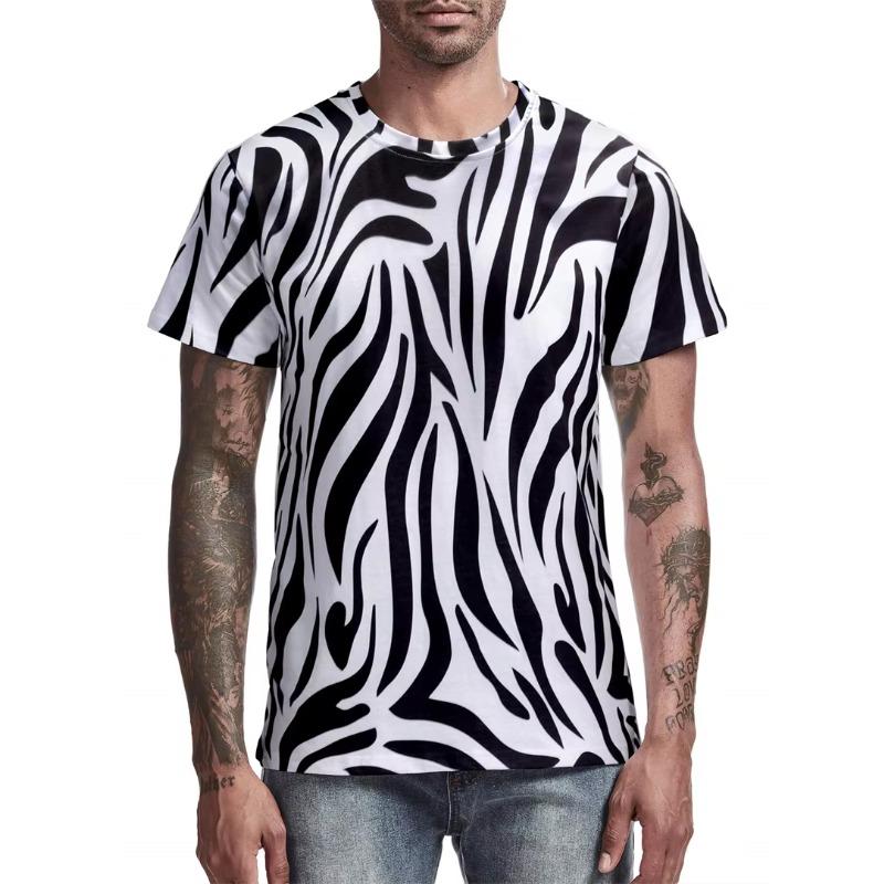 Summer Men's Imitation Animal Pattern 3D Printed Crew Neck T-Shirt