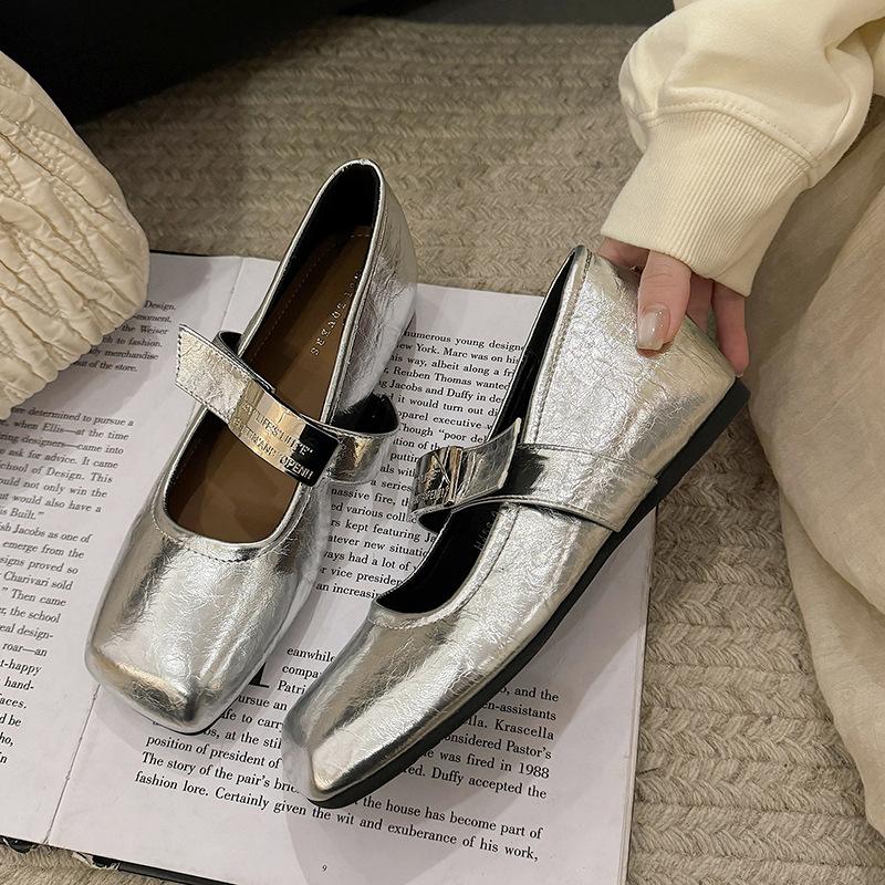 Fashion Shallow Single Shoes Women's Summer Retro French Evening Breeze Word with Inner Height Increase Mary Jane Shoes Women's Grandma Shoes