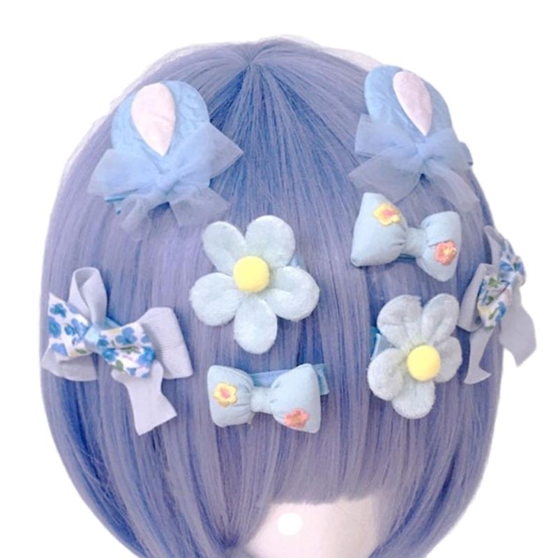 Casual Barrettes Hair Clip Flower Sweet Colorful Flat Clip Hairpin Colorful Bowknot 2000s Hair Clip for Bunches