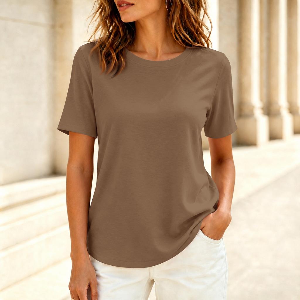 Women's Casual Short Sleeve Color T-Shirt for Everyday Wear