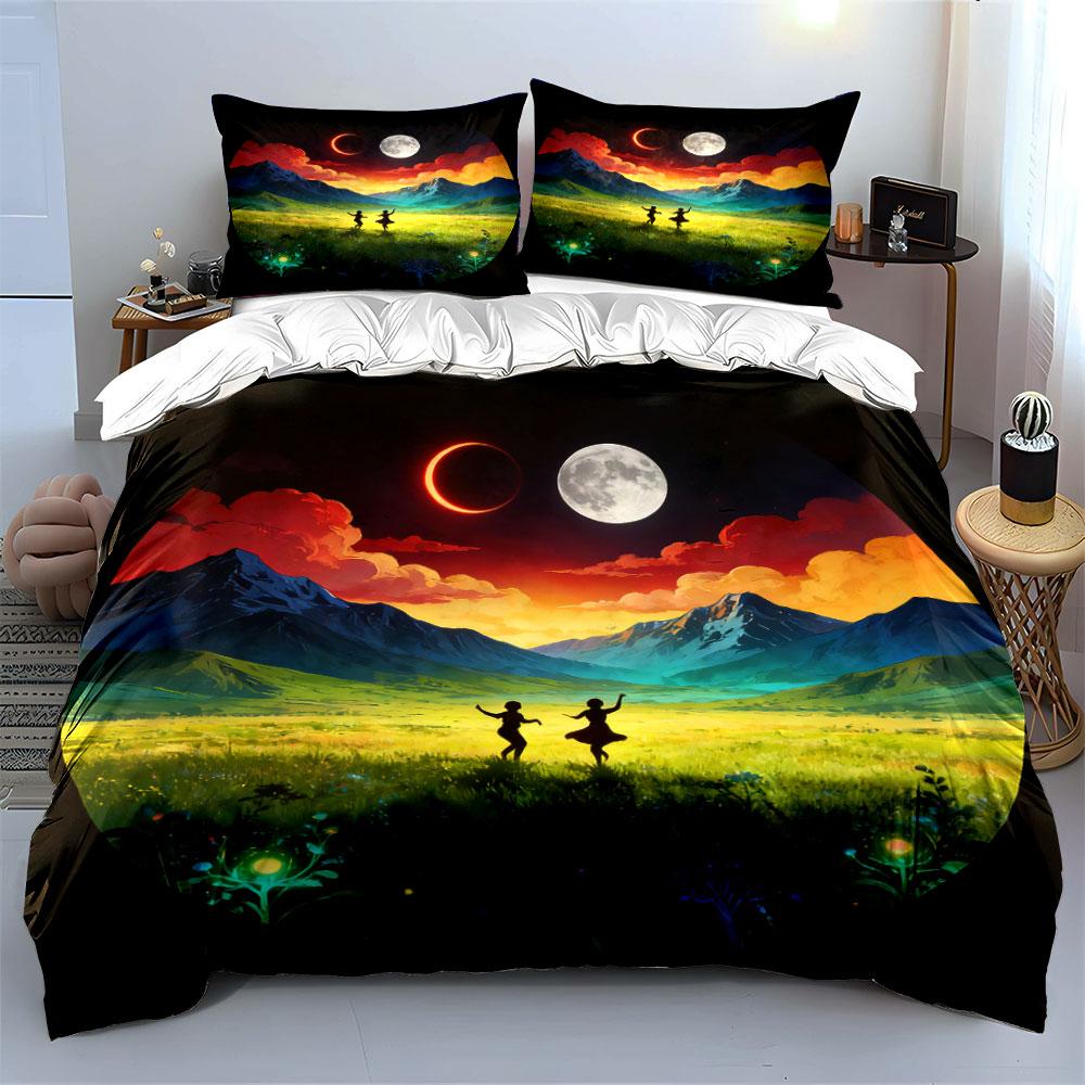 Mountain Sunset Art Decor Set Soft Comfortable Duvet Cover Bedding Set Included 1*Duvet Cover & 2*Pillowcases, Gift