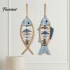 No Punch Hanging Art Bohemian Wooden Fish Wall Decor With/without LED Lights, Coastal Retro Ornament Vintage Style Room for Bedroom Living Entryway,