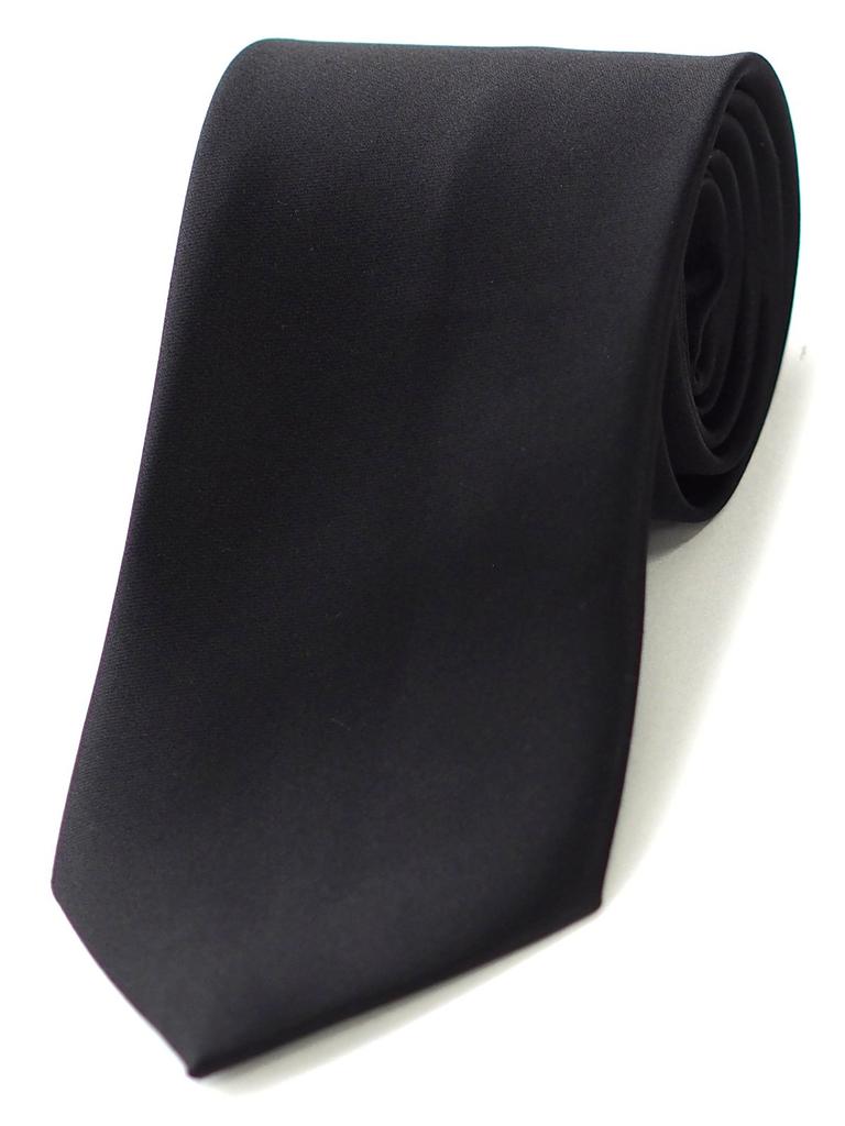 Plain Black Tie, Suitable for Funerals, Memorial Services, and Formal Occasions. Made of Silk with a Teflon Coating. (Narrow Tie)