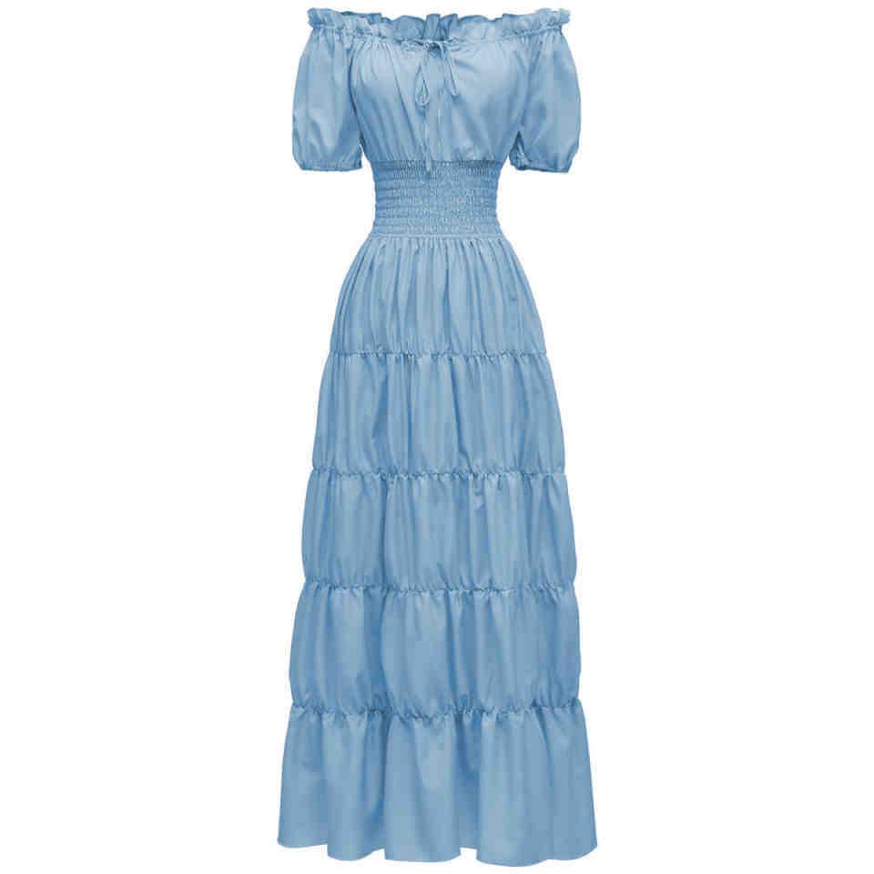 

Средневековое платье эпохи Возрождения для дам, длинное, костюм для ролевых игр на Хэллоуин L светло-синий