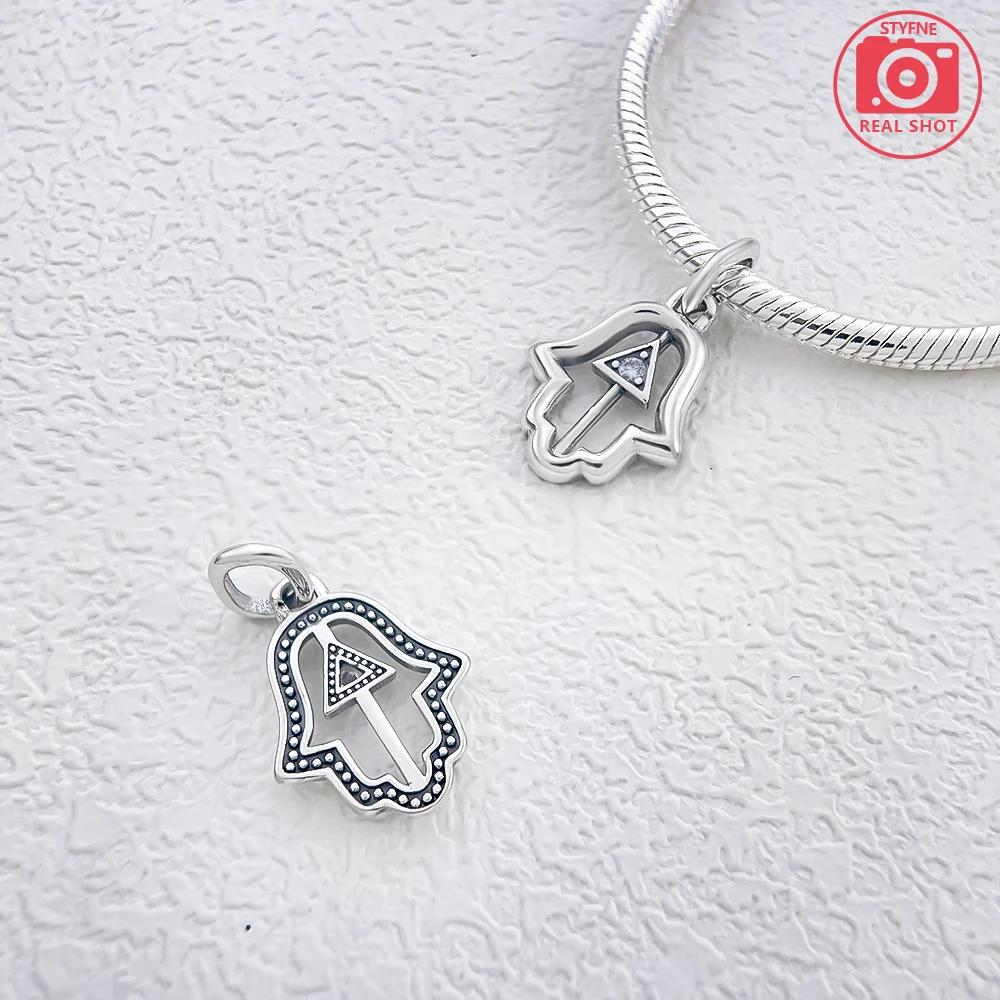 Copper Hamsa Hand Charm Lucky Hand Religion Bead Charms Fits Authentic Bracelets Diy Fine Jewellery Making Gifts for Women