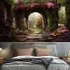 Vintage Garden Window Sill Floral Tapestry Wall Art Decoration Background Cloth Room Aesthetic  Home