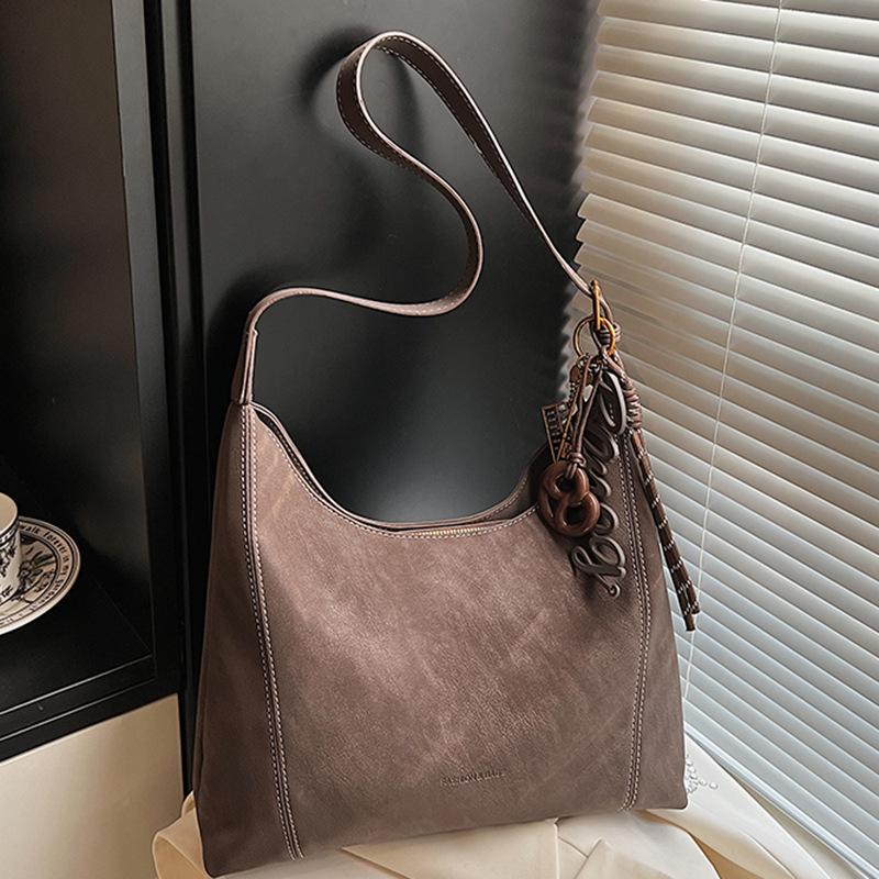 Vintage Solid Color PU Leather Women's Shoulder Bags Simple Large Capacity Female Tote Bag Casual Versatile Ladies Messenger Bag