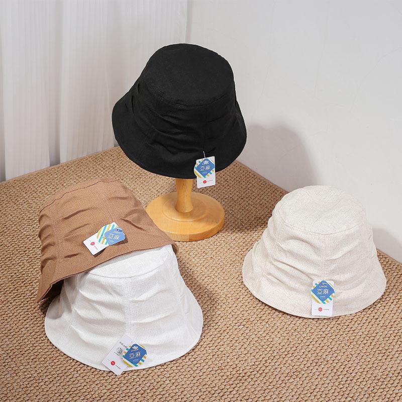 Summer Fisherman Hat New Pleated Cotton and Linen Women's Sweet Sunshade Bucket Hat Showing Face Small Face Covering Sun Hat