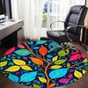 1PC Leaf Pattern Office Round Area Rug, Mat Suitable For Office, Under Office Chairs Bedroom Living Room Home Decor, Room Deco