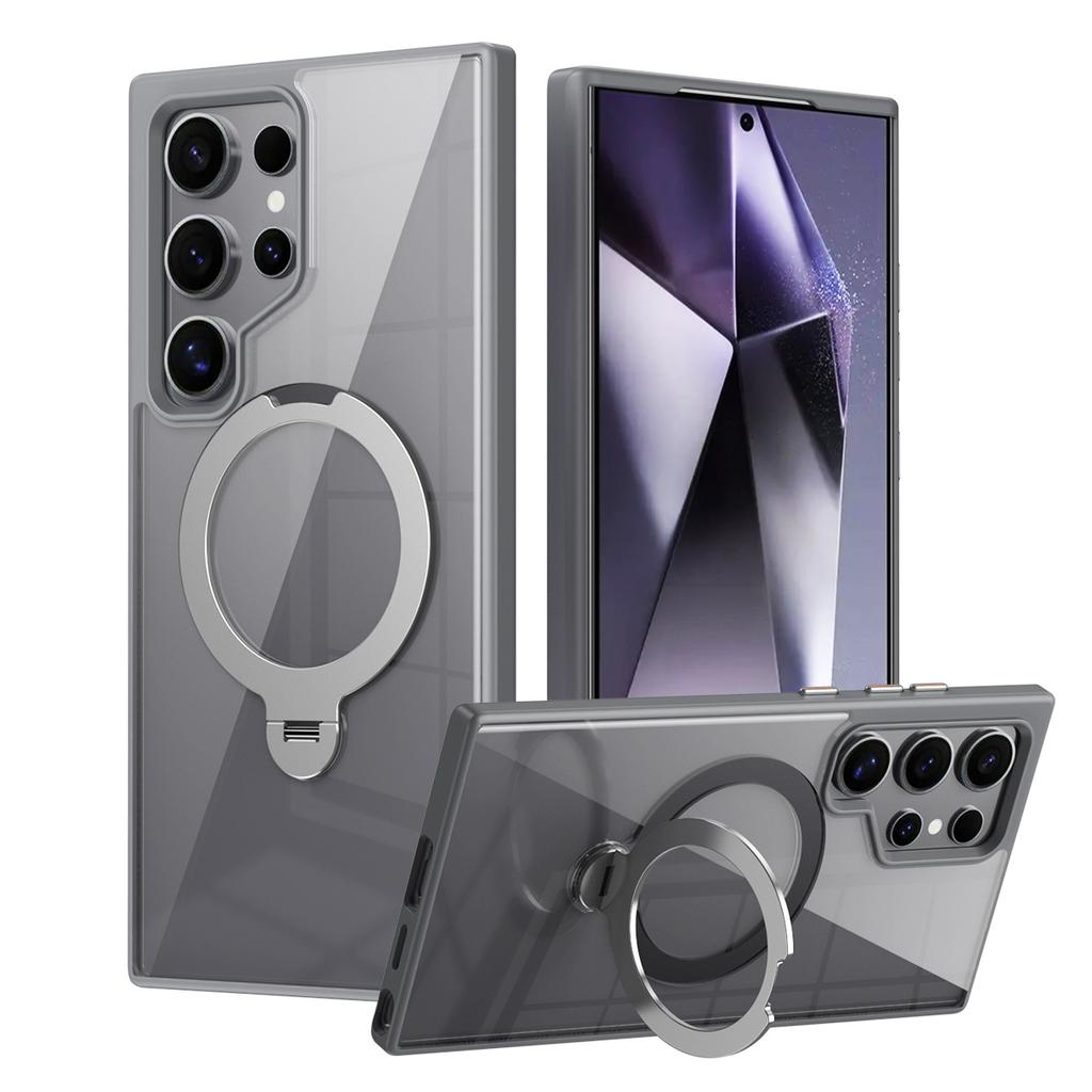 Suitable for Samsung S24ULTRA Mobile Phone Case Thin 360 Rotating Non Inductive Flat Bracket Magnetic Suction PC Sheath