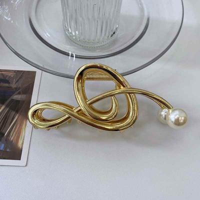 Hair Claw Musical Note Shape Faux Pearl Hair Clip Back Head Shower Hair Claw Decorative