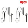 4/8pcs Hair Loop Tool Set  French Braid Tool Loop  Rat Tail Comb  Elastic Hair Rubber Bands Remover Cutter