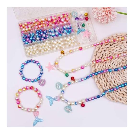 SZSL Beads Craft Kit, Colorful, Soft Colors, Accessory Parts for Girls, Pendants, Necklaces, Bracelet, DIY Materials, Handmade, Storage Case