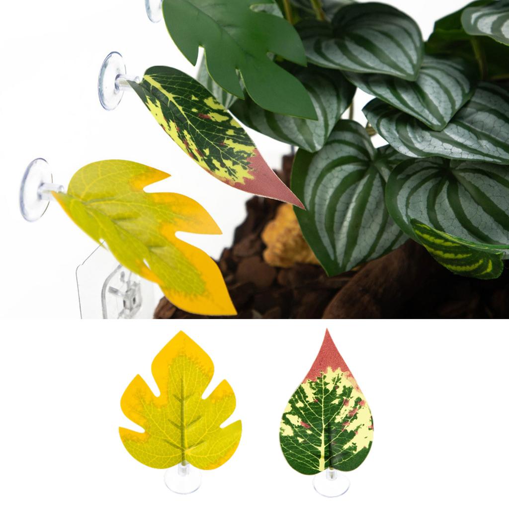 Artificial Leaves Decorative Plant with Suction Cup Colorful Leaf Decors for Fish Tanks Ornaments Plant for Terrarium