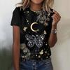 Sunflower and cat print fashionable women's oversized T-shirt