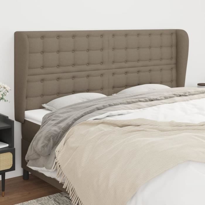 VidaXL Tête de lit avec oreilles Taupe 203x23x118-128 cm Tissu3118416