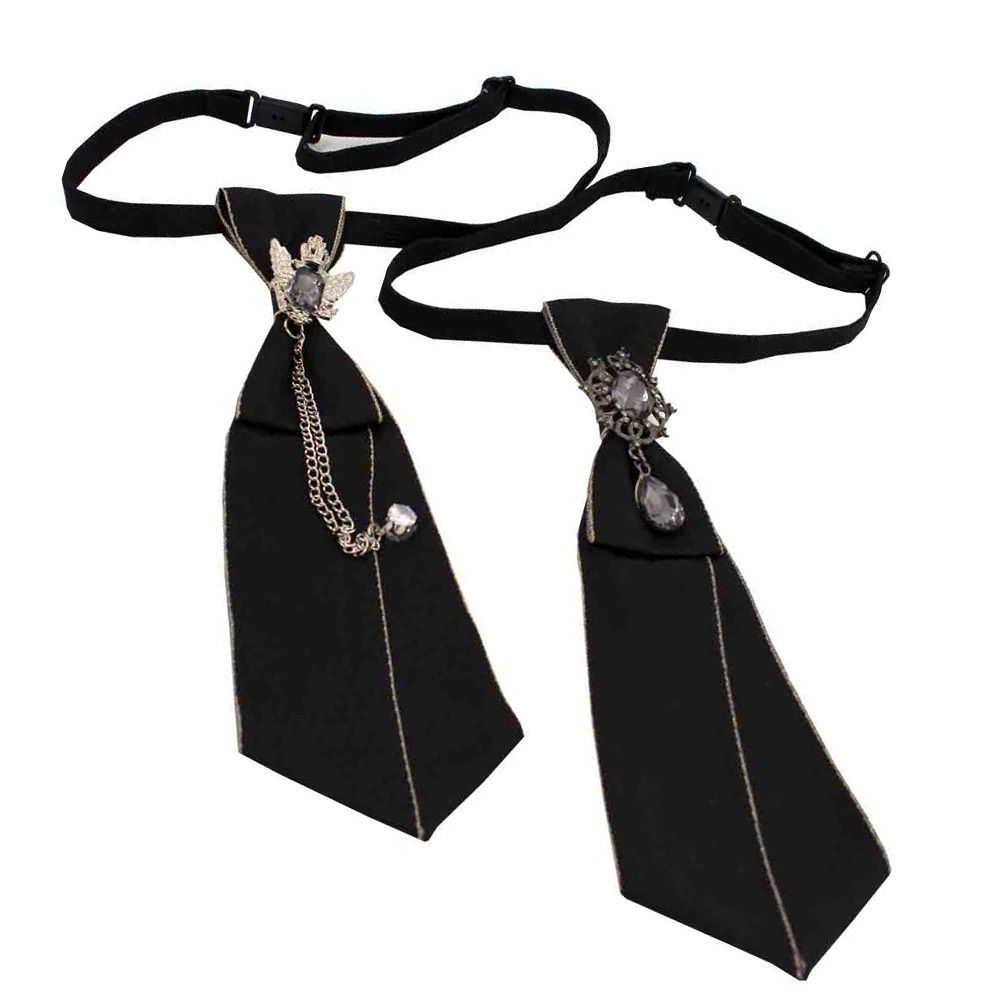 Crystal Pendant Jewelry Bowtie Metal Chain Cravat Fashion JK Shirt Decoration  Men Women