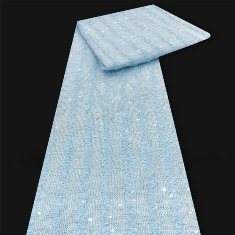 

1 Yard 5mm Sequined 3D Vertical Stripe Embroidery Mesh Fabric for Handmade DIY Sewing Bridal Gowns Evening Wear Stage Costumes 1Yard небесно-голубой