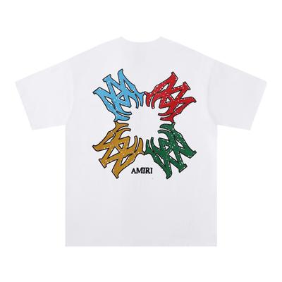730 Amiri 2025 Sommer Neue Männer und Frauen Lose Hochwertige Baumwolle Plus Größe T-shirt Paar T-Shirt Bunte logo druck
