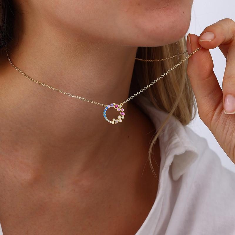 European & American S925 Sterling Silver Zircon Circle Necklace – Personalized Clavicle Chain Accessory