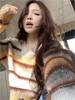 Women's Japanese Retro V-Neck Pullover: Striped Sweater for Autumn/Winter 2024 - Loose, Lazy Style Knit Top
