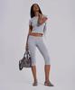 Jeidideuleondeon (W) Studded Grey Marl Capri Leggings Grey