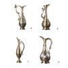 Contemporary Vintage Antique Bronze Metal Vases Geometric Embossed Texture Artistic Decors Flower Arrangement Container