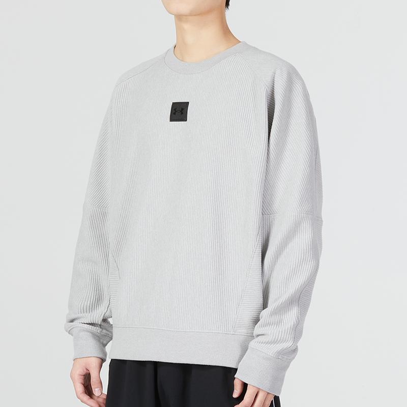 Under Armour Solid Color Sport Casual Crew Neck Sweatshirt Men Tops Grey 1373877-558