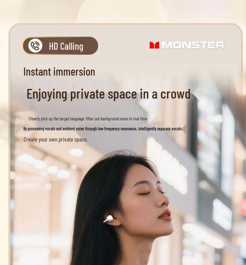 Applicable MONSTER M800 Wireless Bluetooth Noise-Cancelling Open-Ear Stereo Ear Clip Headphones