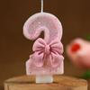 Cute Pink Bow 3D Number Cake Lumanari pentru Decoratiuni pentru petreceri de aniversare Decoratiuni pentru ziua de nastere Instrumente pentru decorarea torturilor