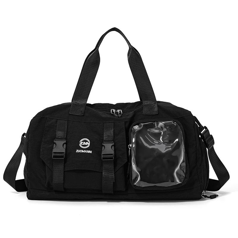 

High-end fitness bag with a fresh and cute design, featuring a plush toy, suitable for students on trips, with a separate wet and dry compartment, чёрный
