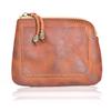 Vintage Vegetable Tanned Leather Coin Purse for Women's Adult Small Wallet, Handmade Old, Color Wiped, Niche Mini Coin Card Bag