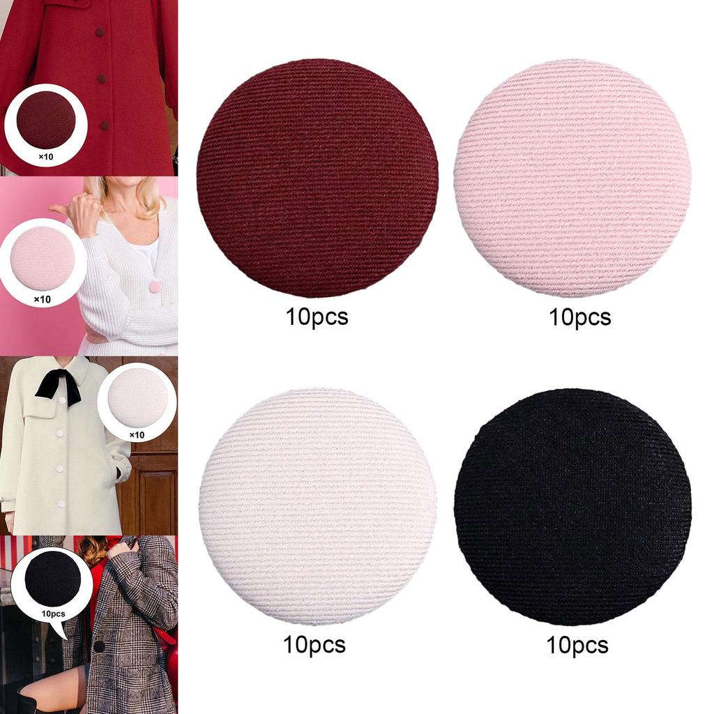 10x Fabric Cloth Covered Buttons Round Buttons Shank Buttons Sewing for Jackets Clothes Coats Formal Dress Garment Accessories