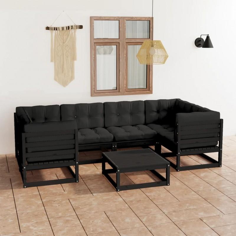 Day and Night - Day and Night 7-piece Garden Furniture Set with Black Pine Wood Cushions