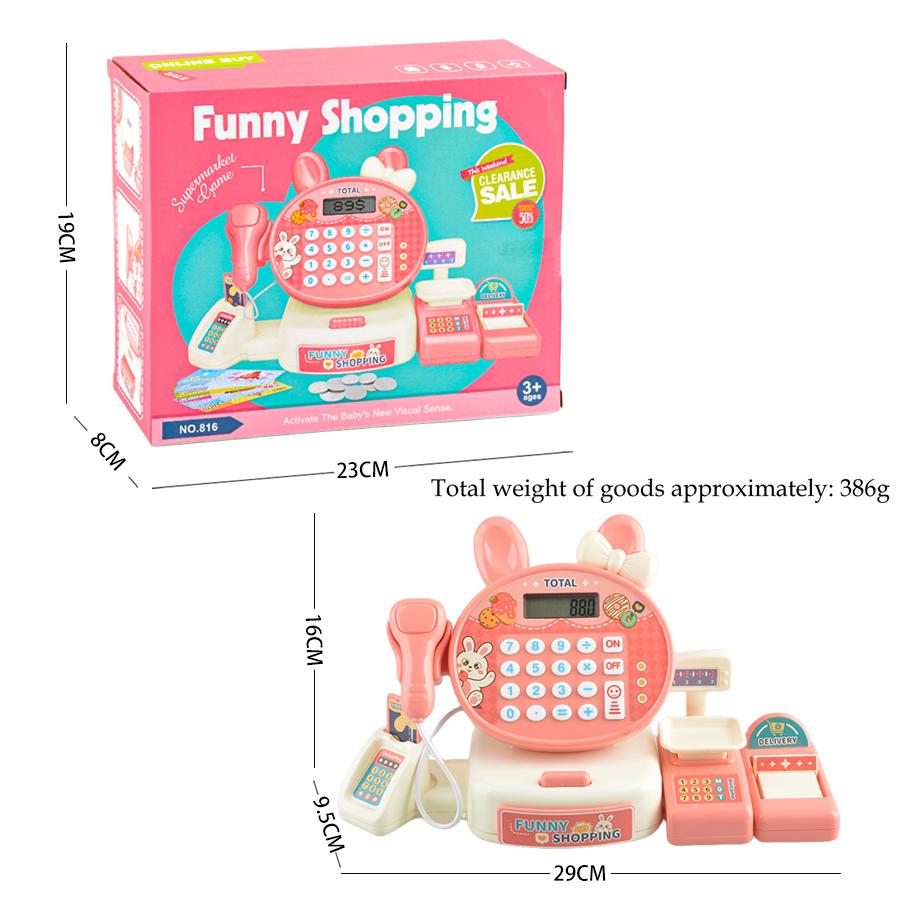 Children play at home toy electric simulation supermarket cash register cartoon frog animal shopping cart computer baby gift