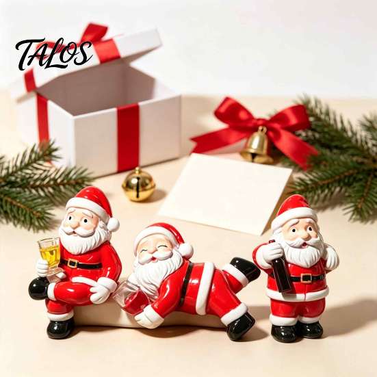 Cute Santa Claus Decor 3PCS Mini Resin Ornaments, Desktop Figurines, Craft Sculptures Christmas Decorative Accents for Garden Landscaping Fish