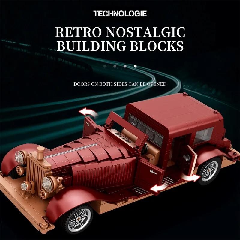 865PCS Phantom Classic Car Building Blocks Vintage Nostalgic Car Model 1:12 Scale Car Bricks Children's DIY Toys Birthday Gifts