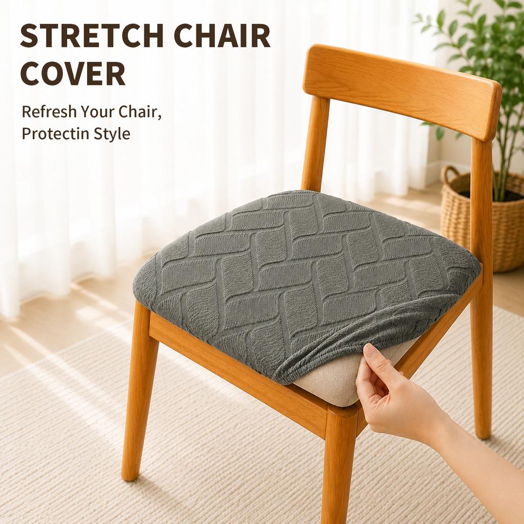 Modern Geometric Polyester Chair Cover With Anti Slip Dustproof For Home Dining Room Decor