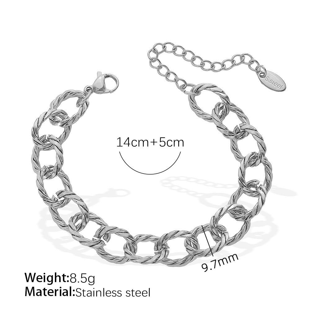 Trendy Embossed O-Chain Stainless Steel Bracelet - Simple, Fashionable Unisex Jewelry