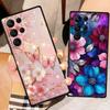 Butterfly flower pattern Phone Case For Samsung Galaxy S26 S25 S24 S23 S22 S21 S20 Ultra Plus FE 5G Black Soft TPU