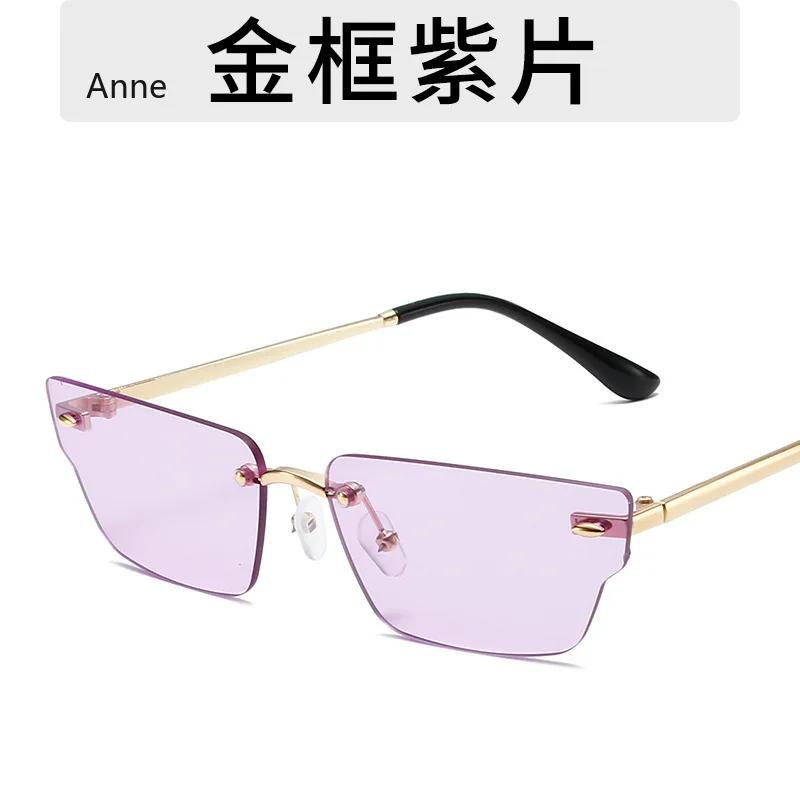 Retro Irregular Small Rectangle Women Sunglasses Fashion Rimless Clear Ocean Gradient Lens Shades UV400 Men Sun Glasses gafas