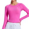Womens Slim Fit Stretch Workout Top Running Yoga Fitness Gym Training Pure Color Active Wear