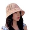Women Fisherman Hat Hollowed-Out Design Sun Protection Hat Wide Brim Braided Basin Hat Summer Accessory
